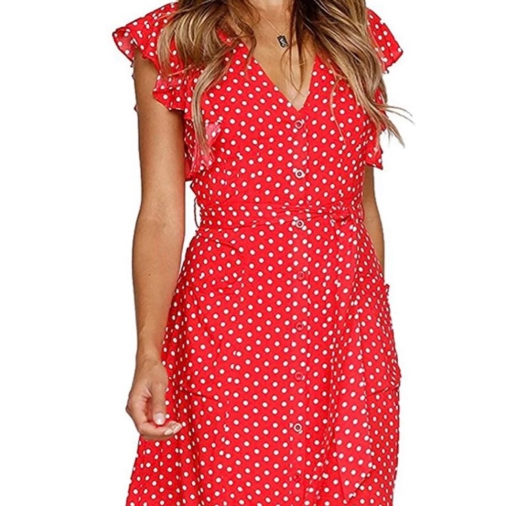 Red Dress, Mid length, new